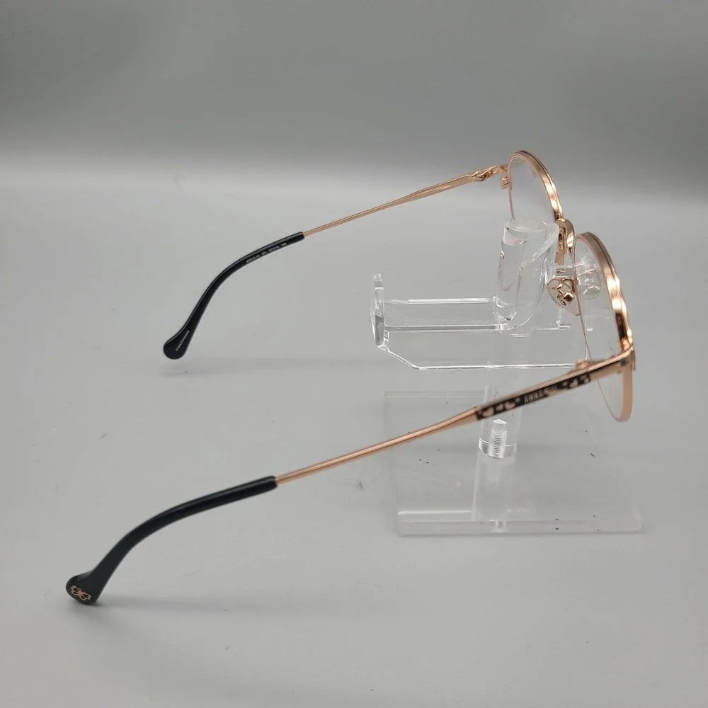 Anna Sui AS314-1A 001 Rose Gold Black Round Heart Detail Eyeglasses 52-19-140